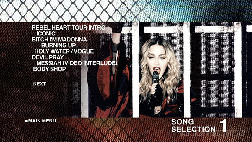 Rebel Heart Tour menu