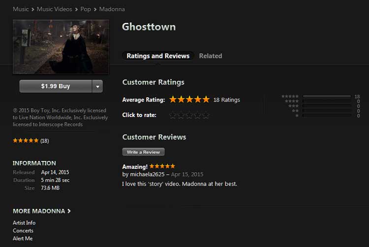 Ghosttown video on iTunes