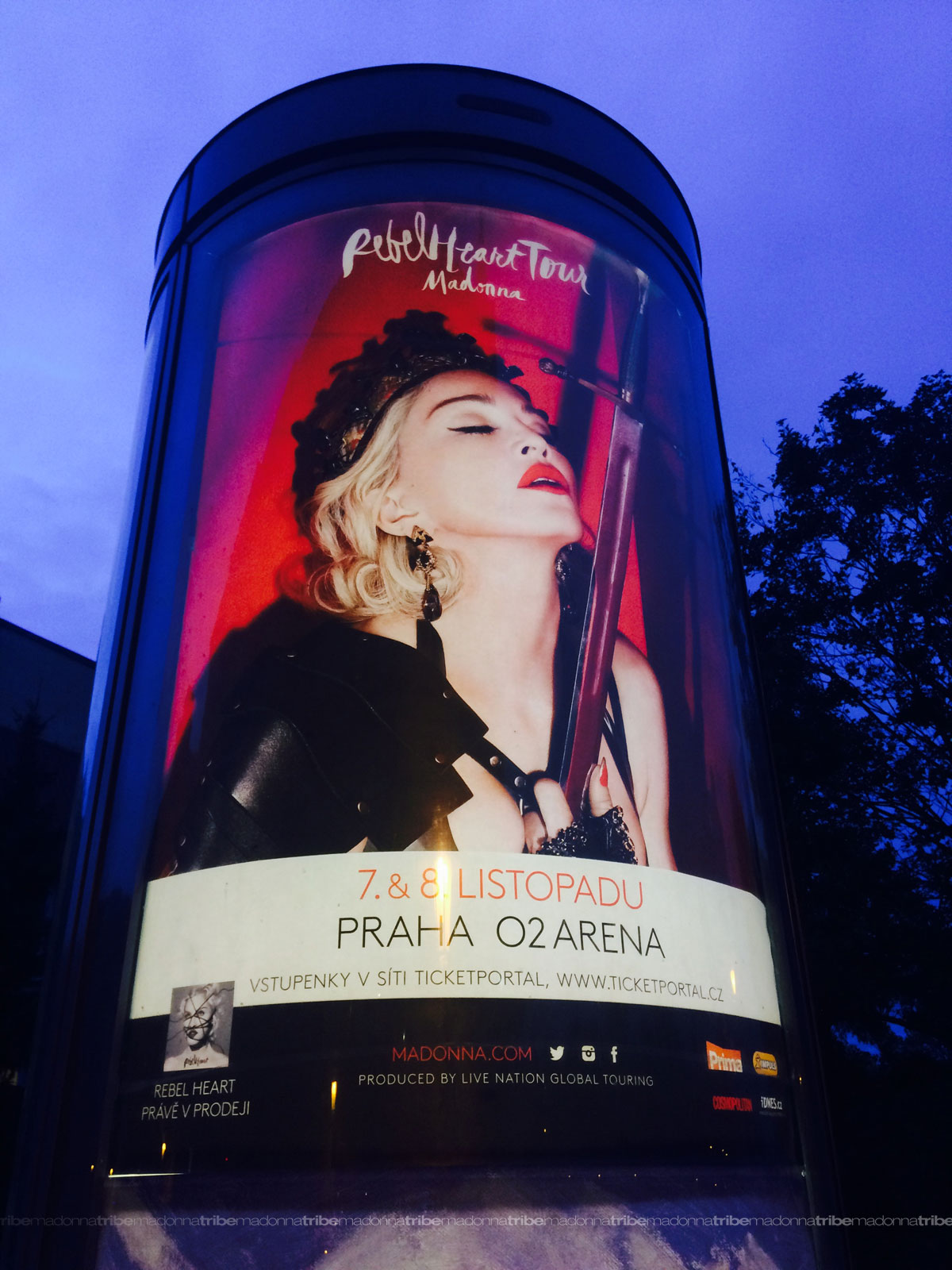 Rebel Heart Tour poster in Prague